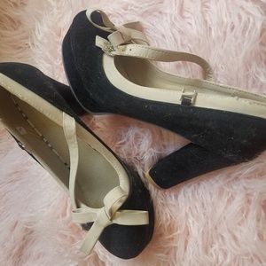 Black and tan Mary Jane shoes